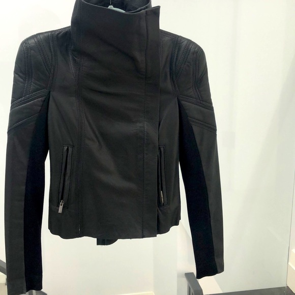 BCBG MAXAZRIA XXS Orason black leather jacket - Picture 4 of 10